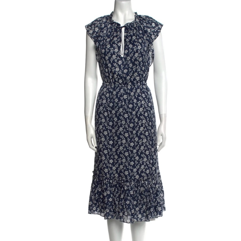 Ulla Johnson Navy Floral Midi Dress